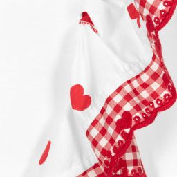Monnalisa-Girls White Cotton Hearts Top | Childrensalon Outlet