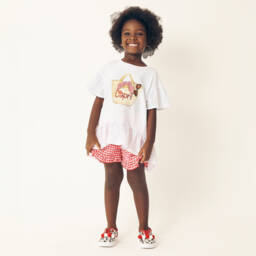 Monnalisa-Girls White Cotton Lace-Trim Top | Childrensalon Outlet