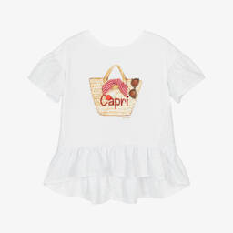 Monnalisa-Girls White Cotton Lace-Trim Top | Childrensalon Outlet