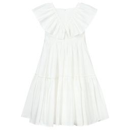 Monnalisa-Girls White Cotton Midi Dress | Childrensalon Outlet