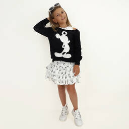 Monnalisa-Girls White Cotton Stars Skirt | Childrensalon Outlet
