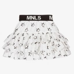 Monnalisa-Girls White Cotton Stars Skirt | Childrensalon Outlet