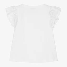 Monnalisa-Girls White Cotton Strawberry T-Shirt | Childrensalon Outlet