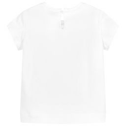 Monnalisa-Girls White Cotton T-Shirt | Childrensalon Outlet