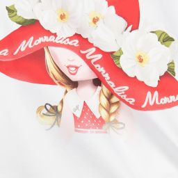 Monnalisa-Girls White Cotton T-Shirt | Childrensalon Outlet