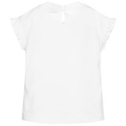 Monnalisa-Белая хлопковая футболка для девочек | Childrensalon Outlet