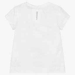 Monnalisa-Белая хлопковая футболка для девочек | Childrensalon Outlet