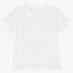 Monnalisa-Girls White Cotton T-Shirt  | Childrensalon Outlet