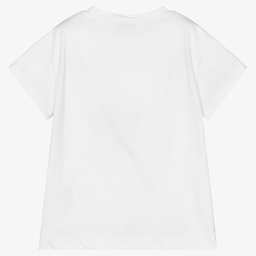 Monnalisa-Белая хлопковая футболка для девочек | Childrensalon Outlet