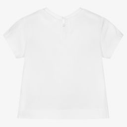 Monnalisa-Girls White Cotton T-Shirt | Childrensalon Outlet