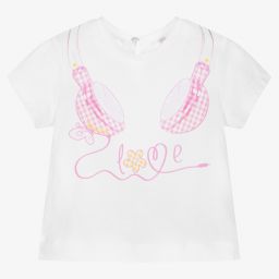 Monnalisa-Girls White Cotton T-Shirt | Childrensalon Outlet