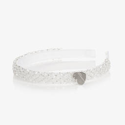 Monnalisa-Girls White Crystal Hairband | Childrensalon Outlet