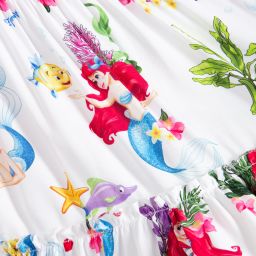 Monnalisa-Girls White Disney Dress  | Childrensalon Outlet