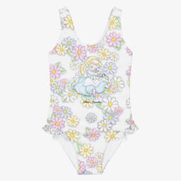 Monnalisa-مايوه بطبعة ورود ديزي لون أبيض  | Childrensalon Outlet