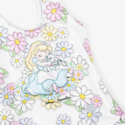 Monnalisa-مايوه بطبعة ورود ديزي لون أبيض  | Childrensalon Outlet