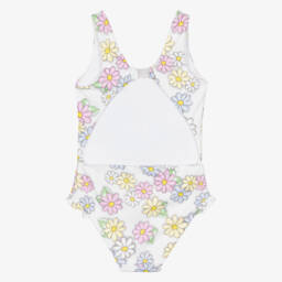 Monnalisa-مايوه بطبعة ورود ديزي لون أبيض  | Childrensalon Outlet