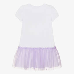 Monnalisa-فستان توتو بطبعة ديزني قطن وتول لون أبيض | Childrensalon Outlet