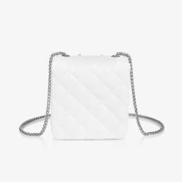 Monnalisa Шик-Girls White Faux Patent Shoulder Bag (14cm) | Childrensalon Outlet