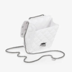 Monnalisa Шик-Girls White Faux Patent Shoulder Bag (14cm) | Childrensalon Outlet