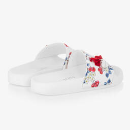 Monnalisa-Белые шлепанцы с цветами и вишнями | Childrensalon Outlet