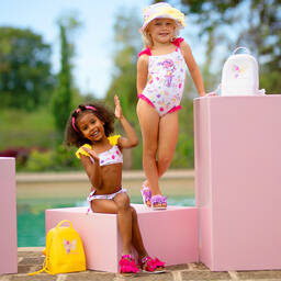 Monnalisa-Girls White Floral & Frills Bikini | Childrensalon Outlet