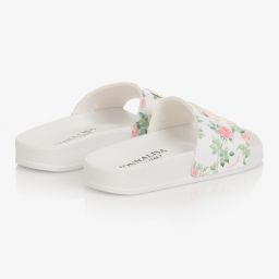 Monnalisa-Белые шлепанцы с цветами для девочек | Childrensalon Outlet