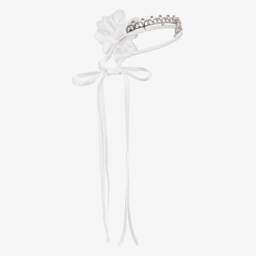 Monnalisa-طوق تاج للبنات باللؤلؤ والجواهر البيضاء | Childrensalon Outlet