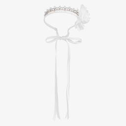 Monnalisa-طوق تاج للبنات باللؤلؤ والجواهر البيضاء | Childrensalon Outlet