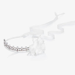 Monnalisa-طوق تاج للبنات باللؤلؤ والجواهر البيضاء | Childrensalon Outlet