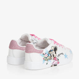 Monnalisa-Girls White Leather Disney Trainers | Childrensalon Outlet
