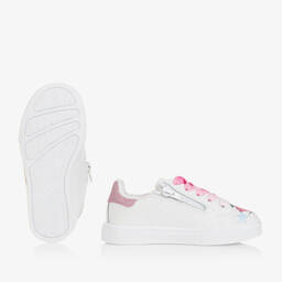 Monnalisa-Girls White Leather Disney Trainers | Childrensalon Outlet