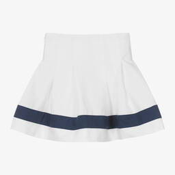 Monnalisa-Girls White Nautical Cotton Skirt | Childrensalon Outlet