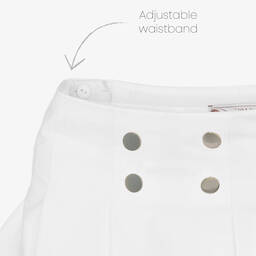 Monnalisa-Girls White Nautical Cotton Skirt | Childrensalon Outlet