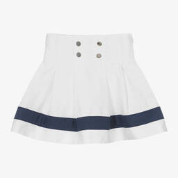 Monnalisa-Girls White Nautical Cotton Skirt | Childrensalon Outlet