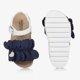 موناليزا-صندل بعروة معدنية جلد صناعي لون أبيض وكحلي | Childrensalon Outlet