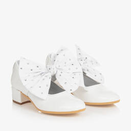 Monnalisa-Girls White Patent Leather Heeled Shoes | Childrensalon Outlet