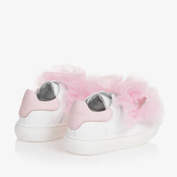 Monnalisa-Girls White & Pink Ruffle Trainers | Childrensalon Outlet