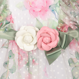 Monnalisa-Girls White & Pink Tulle Dress | Childrensalon Outlet