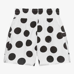 Monnalisa-Girls White Polka Dot Cotton Shorts | Childrensalon Outlet