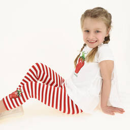 Monnalisa-Girls White & Red Leggings Set | Childrensalon Outlet