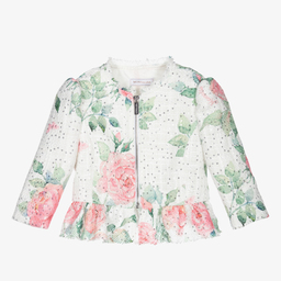 Monnalisa-Белый жакет с розами для девочек | Childrensalon Outlet