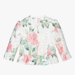 Monnalisa-Белый жакет с розами для девочек | Childrensalon Outlet