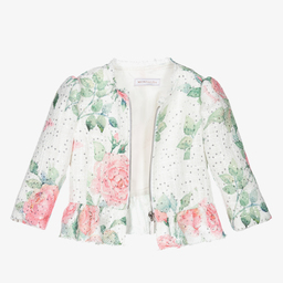Monnalisa-Белый жакет с розами для девочек | Childrensalon Outlet