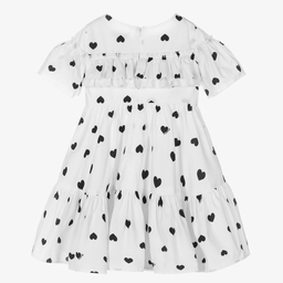 Monnalisa-Girls White Ruffle Dress | Childrensalon Outlet