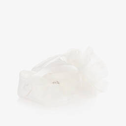 Monnalisa-Girls White Satin Bow Shoes | Childrensalon Outlet