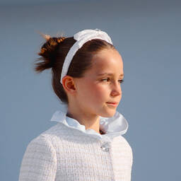 Monnalisa Chic-طوق للشعر مزين بترتر لون أبيض للبنات | Childrensalon Outlet