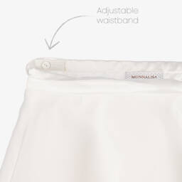 Monnalisa-طقم بناتي أبيض مزين بالترتر والأورجانزا | Childrensalon Outlet