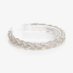 Monnalisa Chic-Girls White & Silver Crystal Hairband | Childrensalon Outlet