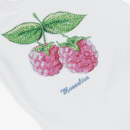 Monnalisa-Girls White Sparkling Raspberry Tee | Childrensalon Outlet
