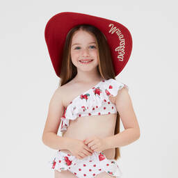 Monnalisa-Girls White Strawberry Ruffle Bikini | Childrensalon Outlet